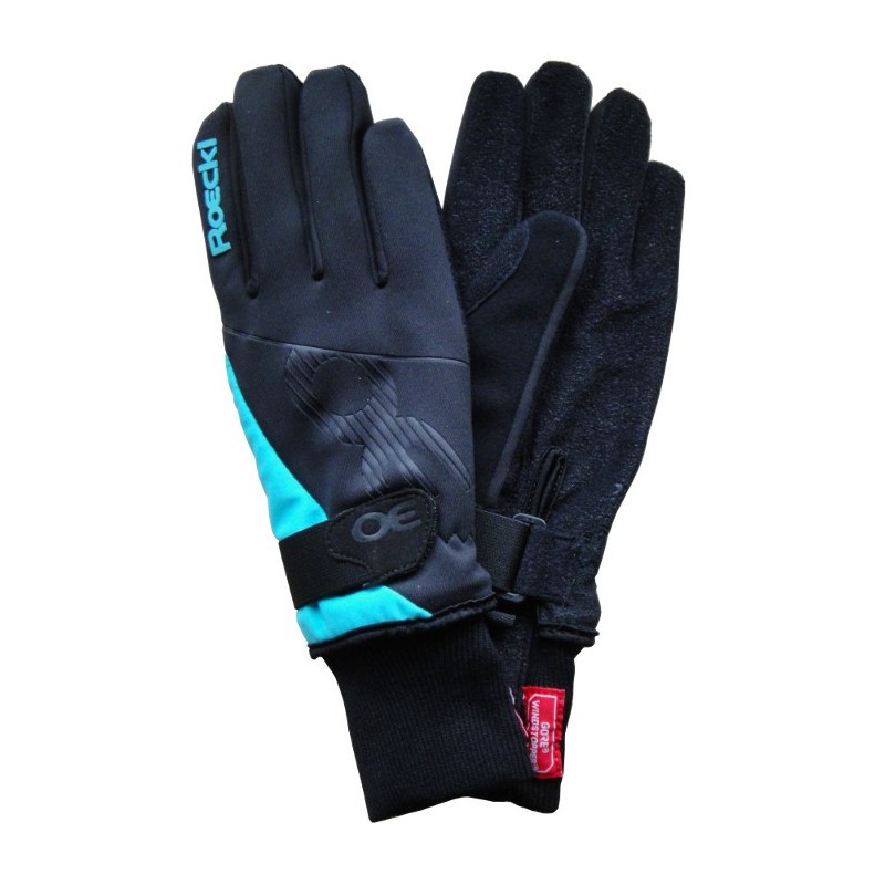 Gants femme chauds Roeckl Roeckl Evo noir-turquoise Gants femme chauds Roeckl Roeckl Evo noir-turquoise
